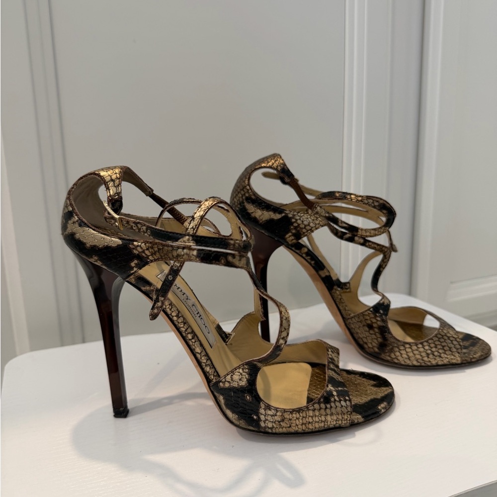 Jimmy Choo Metallic Faux Snake Heels